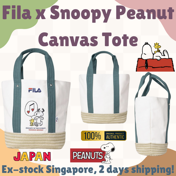 [Direct from Japan] Stock SG 100% Original Snoopy Peanut x Fila Collaboration Canva Lightweight Tote
