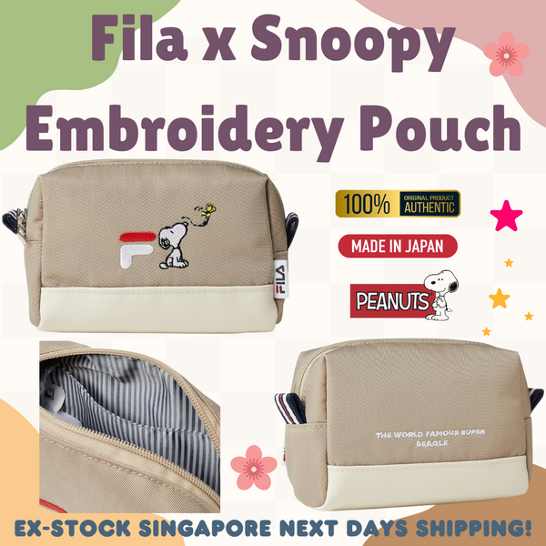Direct from Japan Stock SG 100% Original Snoopy x Fila Logo Embroidery Cute Accessory Multi-Pouch