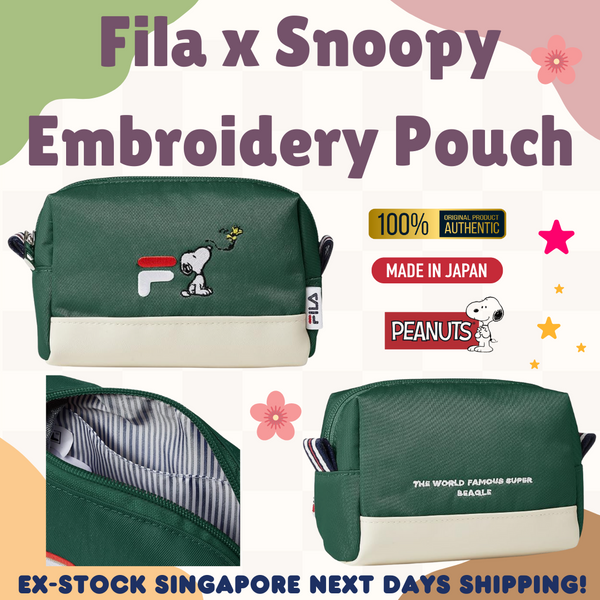 Direct from Japan Stock SG 100% Original Snoopy x Fila Logo Embroidery Cute Accessory Multi-Pouch